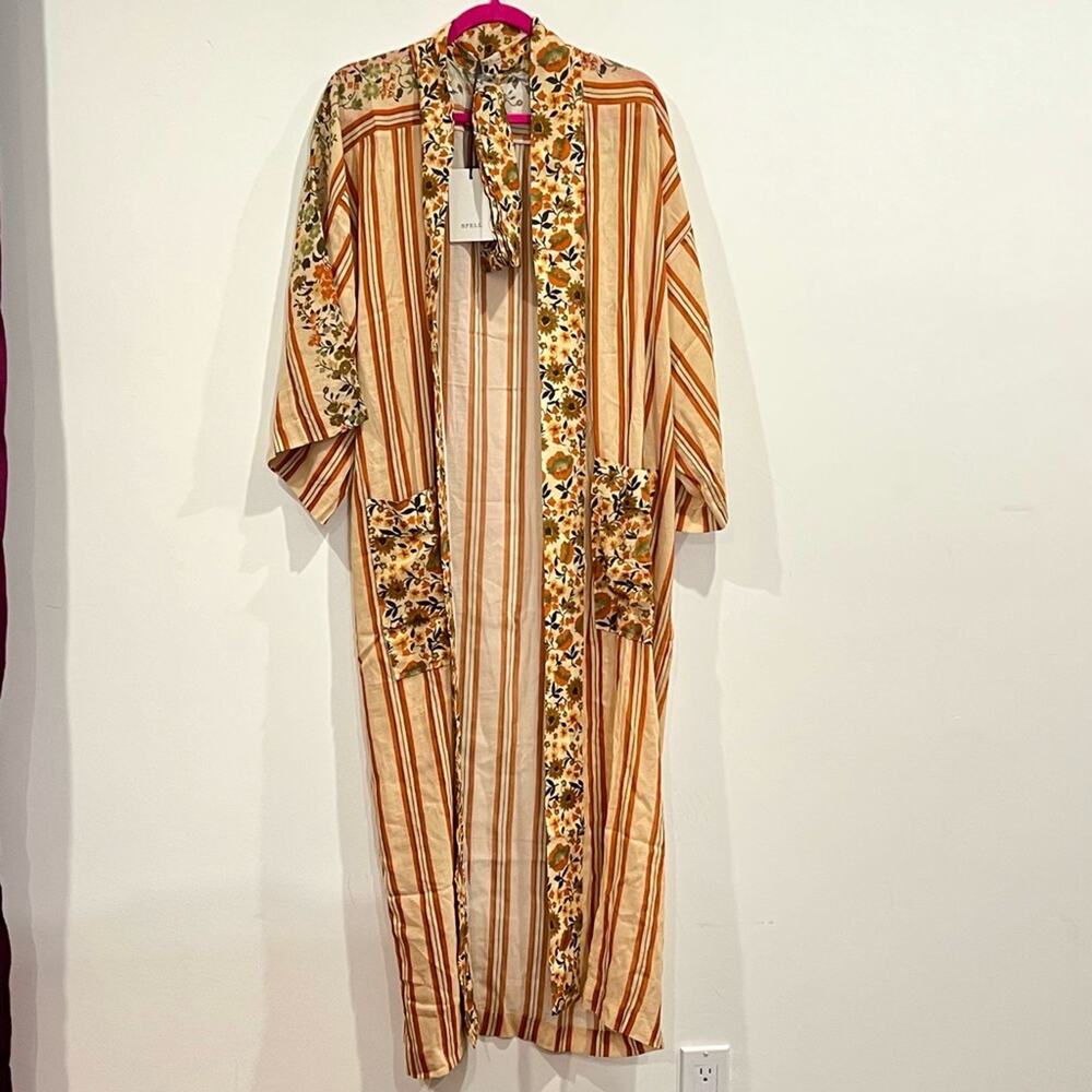 FINAL PRICE NEW NWT Spell Impala Lily Maxi Robe Gold - Picture 3 of 10
